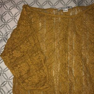 Forever 21 See-through Half-sleeve Crop-top